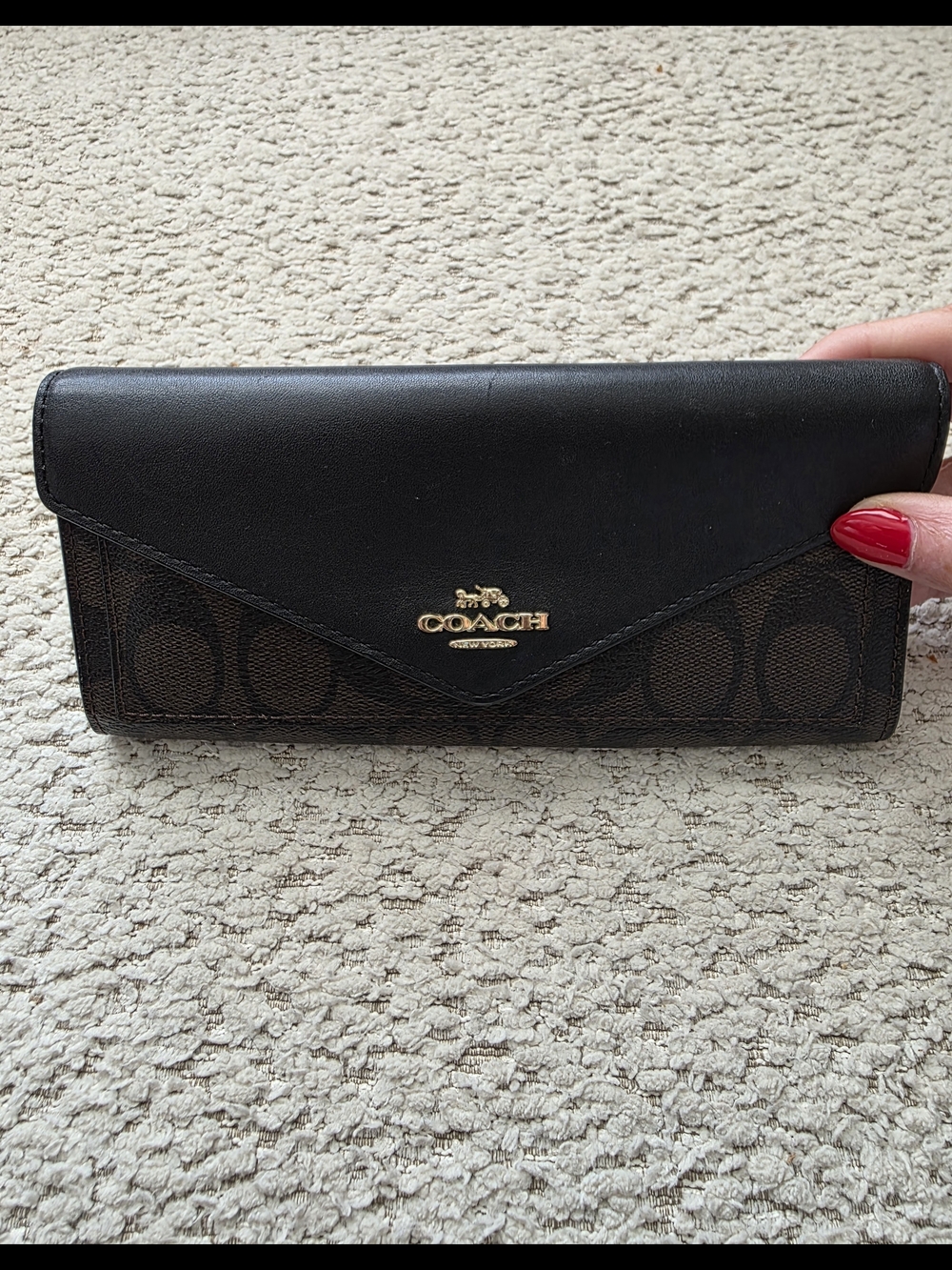 COACH Black Signature Continental Wallet